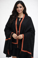Handmade Black Pashmina Shawl with Embroidered Border