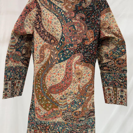 Luxury Kani/Jamawar  Wool Ladies Jacket | woven Kashmir Artwear | Statement fashion wear | Kashmir Winter Dresses|long length| size 36