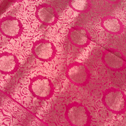 Pure Banarasi Kaduwa Silk Saree | Motifs weaving and beige pearl / dusty pink  border | Hand Woven | Lock weaving| Silk Mark certified