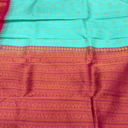 Pista color  Pure Silk Gadhwal silk  Saree With Motifs Pattern | SILK MARK CERTIFIED