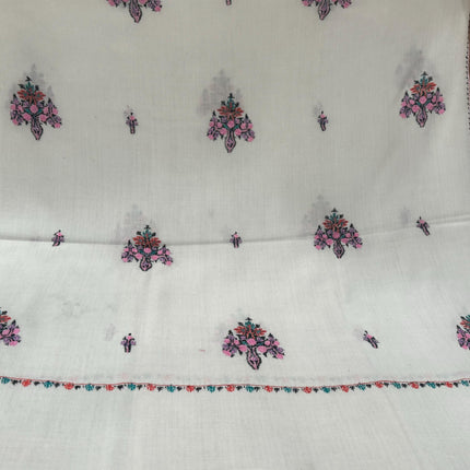 Sozni Embroidered Ivory Pashmina shawl with all over needle work | hand work