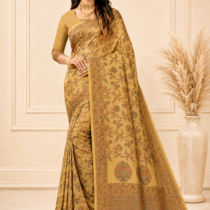 Kashmiri Kani Tussar Silk | Poshkar Inspired Woven Saree | AAN Silk House Exclusive | MeenaKari Jaal work