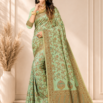 Kashmiri Kani Tussar Silk | Poshkar Inspired Woven Saree | AAN Silk House Exclusive | MeenaKari Jaal work