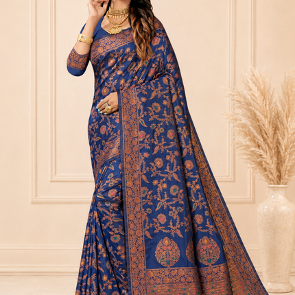Kashmiri Kani Tussar Silk | Poshkar Inspired Woven Saree | AAN Silk House Exclusive | MeenaKari Jaal work