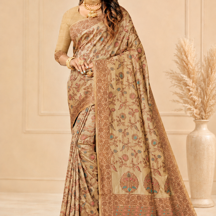 Kashmiri Kani Tussar Silk | Poshkar Inspired Woven Saree | AAN Silk House Exclusive | MeenaKari Jaal work