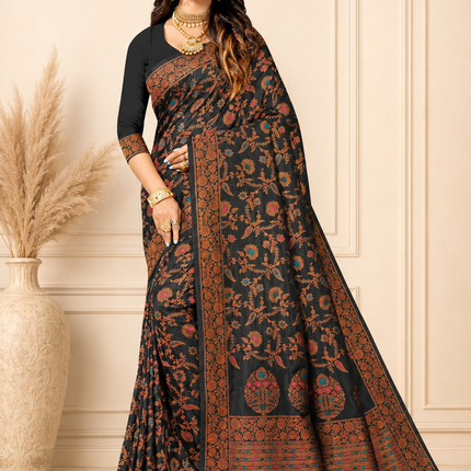 Kashmiri Kani Tussar Silk | Poshkar Inspired Woven Saree | AAN Silk House Exclusive | MeenaKari Jaal work