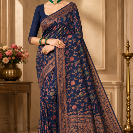 Kashmiri Kani Tussar Silk Saree - Hand Woven, Wedding & Party Wear