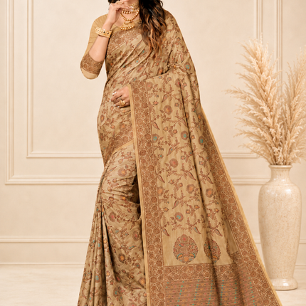 Kashmiri Kani Tussar Silk | Poshkar Inspired Woven Saree | AAN Silk House Exclusive | MeenaKari Jaal work