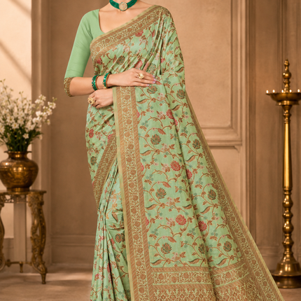 Kashmiri Kani Tussar Silk Saree - Hand Woven, Wedding & Party Wear