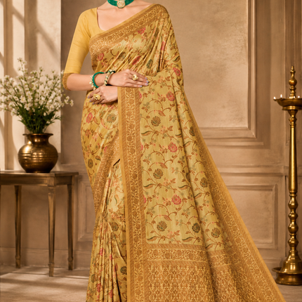 Kashmiri Kani Tussar Silk Saree - Hand Woven, Wedding & Party Wear
