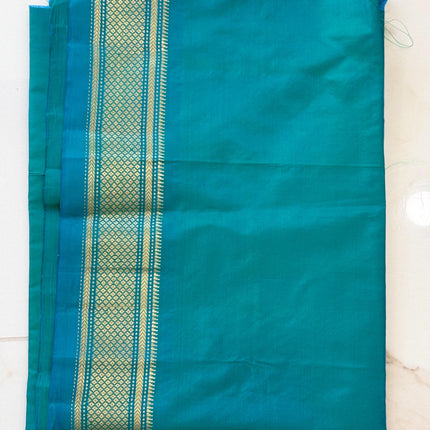 Authentic Maharani Paithani from Yeola| 100% handwoven Pure Silk saree in Seagreen  with light Rama border|Silk Mark Certified