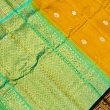 Musterd yellow  color  Pure Silk Gadhwal silk  Saree With Motifs Pattern | SILK MARK CERTIFIED