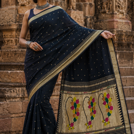 Handloom Paithani Saree | Cotton Design, Tasseled