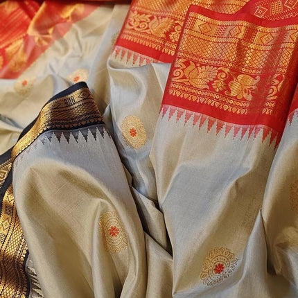 Tussa  color  Pure Silk Gadhwal silk  Saree With Motifs Pattern | SILK MARK CERTIFIED
