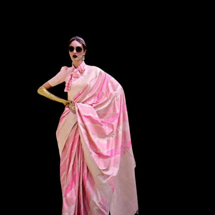 Handloom weaving fancy silk saree  with Rangkat pattern all over the saree | paired with satin silk blouse | Fall Pico ready | color options