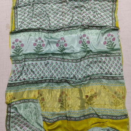 100% Silk  Modal saree  | Hand block Ajrakh print with Blouse piece| fall pico done