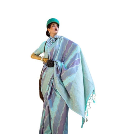 Handloom weaving fancy silk saree  with Rangkat pattern all over the saree | paired with satin silk blouse | Fall Pico ready | color options