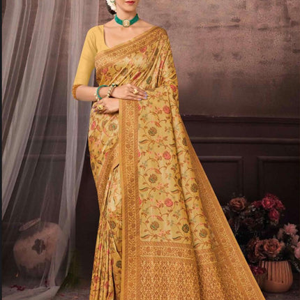 Poshkar Kani vol1 - fine embroidery | All over jaal|Tussar Silk Saree |Authentic Kashmiri kani work - color options |Fall pico tassels done