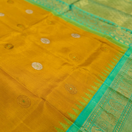 Musterd yellow  color  Pure Silk Gadhwal silk  Saree With Motifs Pattern | SILK MARK CERTIFIED