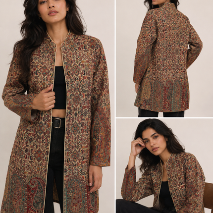 Kani Woven Wool Jacket | Kashmir Artwear, Size 38