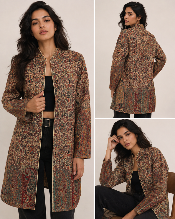 Kani Woven Wool Jacket | Kashmir Artwear, Size 38