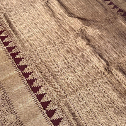 Coffee color  Pure Silk Kanjivaram Saree With Jaali Pattern | SILK MARK CERTIFIED