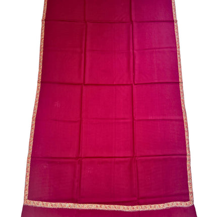 Premium wool with Intricate hashidar Border with fine hand embroidery| Very Soft| 100% Pure soft wool Handmade  | Maroon