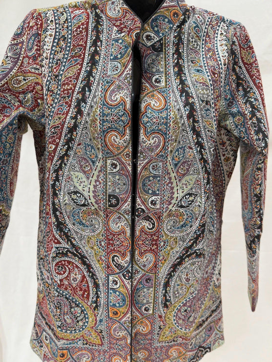 Luxury Kani/Jamawar  Wool Ladies Jacket | woven Kashmir Artwear | Statement fashion wear | Kashmir elegance |short length| size 38