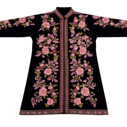 Long Aari Work Jacket | Black and Pink | Aari Handwork | Size 48