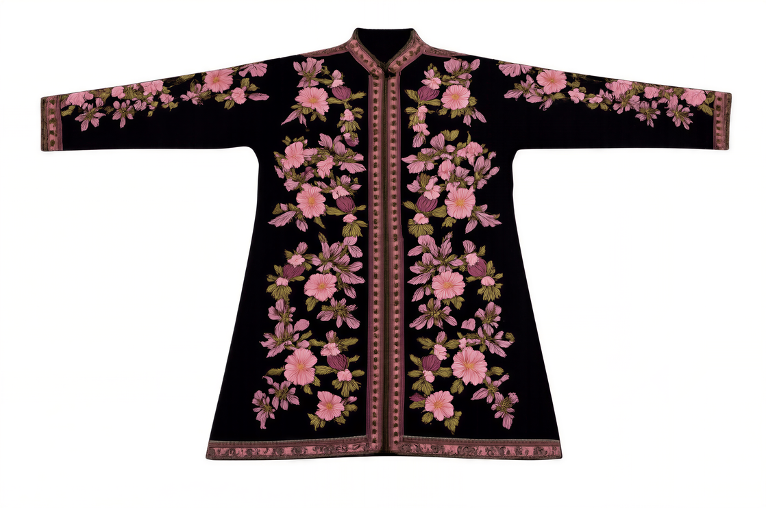 Long Aari Work Jacket | Black and Pink | Aari Handwork | Size 48