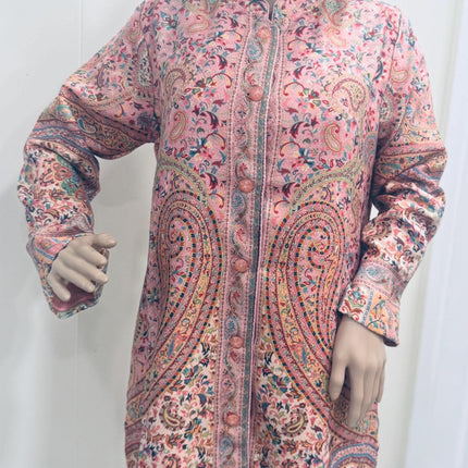 Luxury Kani/Jamawar  Woolen Jacket | woven Kashmir Artwear | Statement fashion wear | Kashmir Winter Dresses|short length| size L