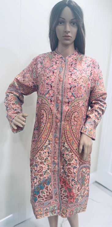 Luxury Kani/Jamawar  Woolen Jacket | woven Kashmir Artwear | Statement fashion wear | Kashmir Winter Dresses|short length| size L