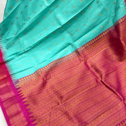 Pista color  Pure Silk Gadhwal silk  Saree With Motifs Pattern | SILK MARK CERTIFIED