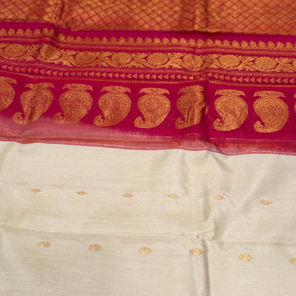 Beige color  Pure Silk Gadhwal silk  Saree With Motifs Pattern | SILK MARK CERTIFIED