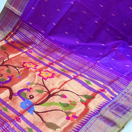 Authentic Maharani Paithani from Yeola| 100% handwoven Pure Silk saree in Magenta Color with light Olive border|Silk Mark Certified