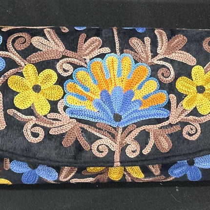 Kashmiri Aari work | Suede | Velvet Designer Clutches | Handmade | Aari Work | Flower Embroidery  purse Gift