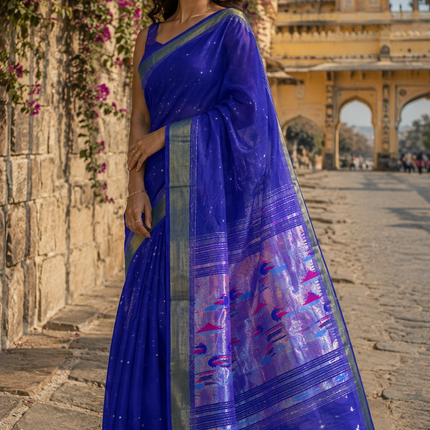 Handloom Paithani Saree | Cotton Design, Tasseled