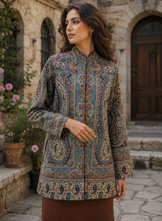 Kani Woven Wool Jacket | Kashmir Artwear, Size 36