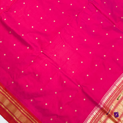 Authentic Maharani Paithani from Yeola| 100% handwoven Pure Silk saree in Rani pink with Red border|Silk Mark Certified