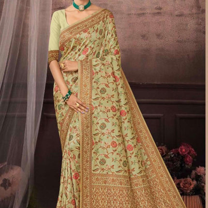 Poshkar Kani vol1 - fine embroidery | All over jaal|Tussar Silk Saree |Authentic Kashmiri kani work - color options |Fall pico tassels done