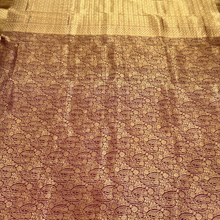 Coffee color  Pure Silk Mysore Saree With Jaali Pattern | SILK MARK CERTIFIED