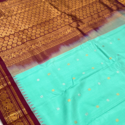 Pista-Rama color  Pure Silk Gadhwal silk  Saree With Motifs Pattern | SILK MARK CERTIFIED