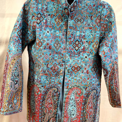 Luxury Kani/Jamawar  Wool Unisex Jacket | woven Kashmir Artwear | Statement fashion wear | Kashmir Winter Dresses|short length| size 46