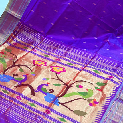 Authentic Maharani Paithani from Yeola| 100% handwoven Pure Silk saree in Magenta Color with light Olive border|Silk Mark Certified