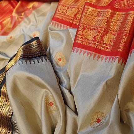 Tussa  color  Pure Silk Gadhwal silk  Saree With Motifs Pattern | SILK MARK CERTIFIED