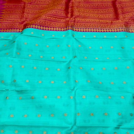 Pista color  Pure Silk Gadhwal silk  Saree With Motifs Pattern | SILK MARK CERTIFIED