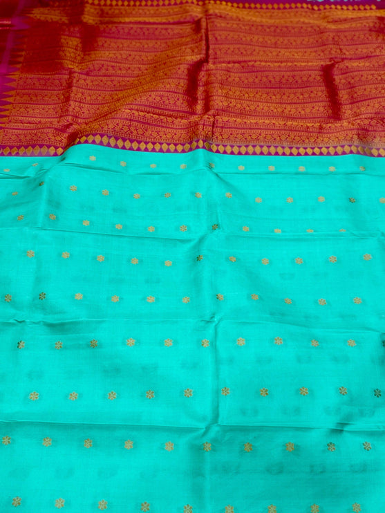 Pista color  Pure Silk Gadhwal silk  Saree With Motifs Pattern | SILK MARK CERTIFIED