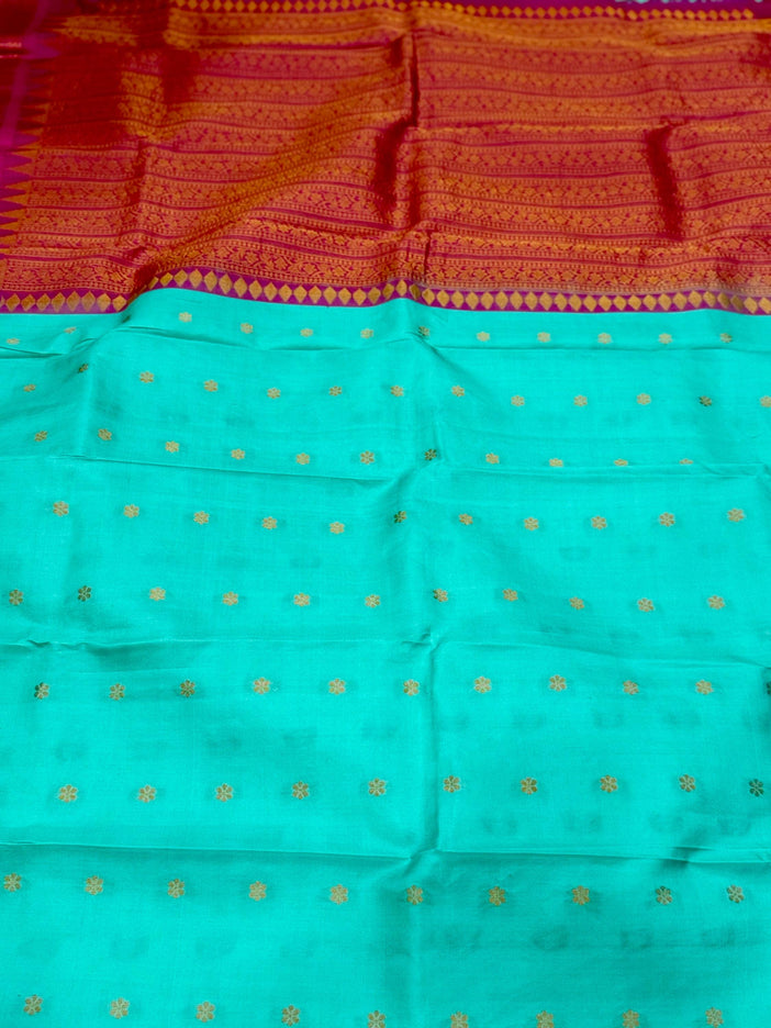 Pista color  Pure Silk Gadhwal silk  Saree With Motifs Pattern | SILK MARK CERTIFIED
