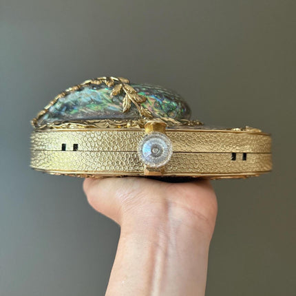 Luxury Abalone Shell & Gold Clutch | Elegant Mother of Pearl Handbag | Unique Statement Evening Bag with Chain