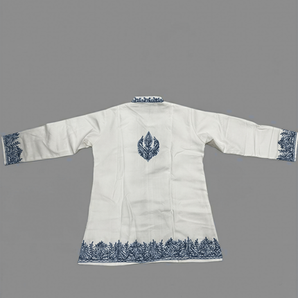 Short Aari Work Jacket | Blue and White | Aari Handwork | Size 44
